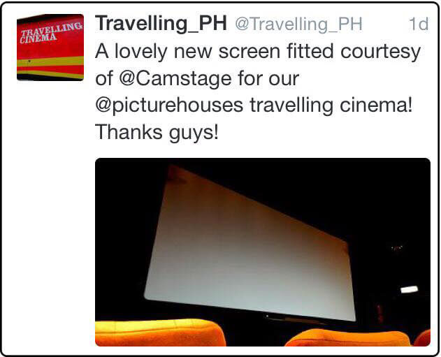 Camstage installs screen in mobile cinema
